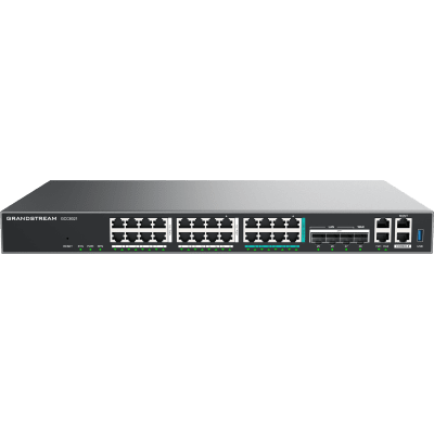 Router Todo-en-Uno / 50 Extensiones PBX / Firewall NGFW 9 Gbps / VPN IPsec 1.3 Gbps / 4x SFP+ 10 GbE / 8x 2.5 GbE / 16x GbE / Gestión en la Nube