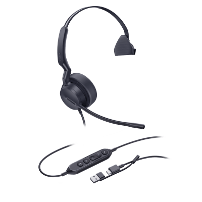 Headset USB Mono / Cancelación de Ruido AI / Altavoz 35 mm / USB-C/A / Indicador de Ocupado / 20 Hz - 20 kHz