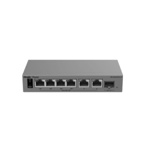 Switch Layer 2 Smart Cloud Managed / 7 Puertos Gigabit / 4 Puertos PoE+ 54 W / 1 Puerto SFP Uplink / 14 Gbps Switching Capacity / Diseño Sin Ventilador / Protección 6 kV / Ruijie Cloud / CCTV Mode